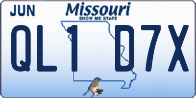 MO license plate QL1D7X