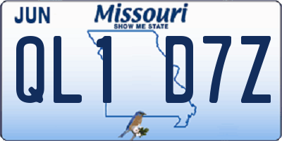 MO license plate QL1D7Z
