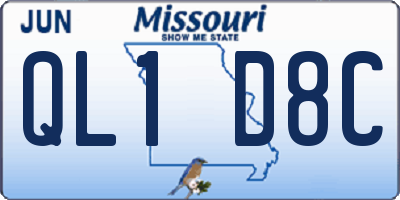 MO license plate QL1D8C