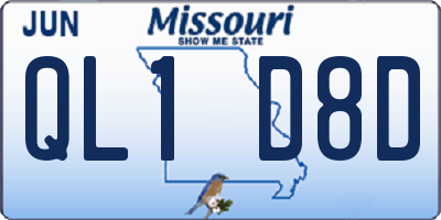 MO license plate QL1D8D