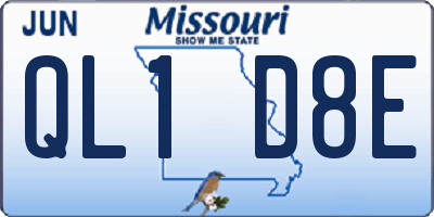 MO license plate QL1D8E