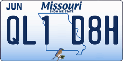 MO license plate QL1D8H