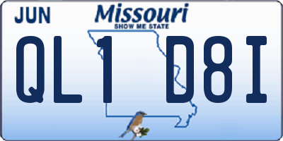 MO license plate QL1D8I