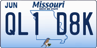 MO license plate QL1D8K