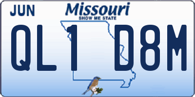 MO license plate QL1D8M