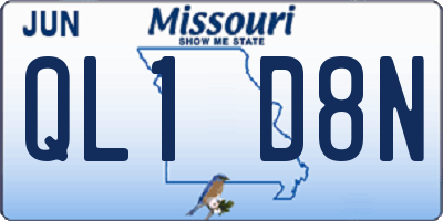 MO license plate QL1D8N