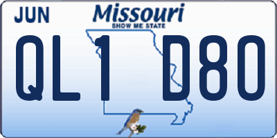 MO license plate QL1D8O