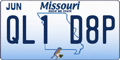MO license plate QL1D8P