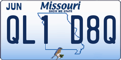 MO license plate QL1D8Q