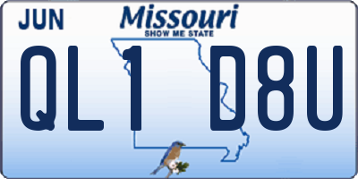 MO license plate QL1D8U