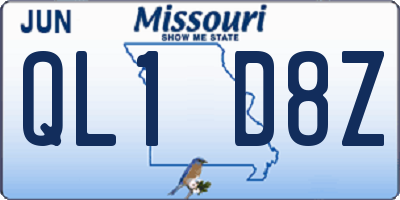 MO license plate QL1D8Z