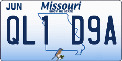 MO license plate QL1D9A