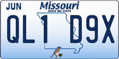 MO license plate QL1D9X