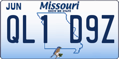 MO license plate QL1D9Z