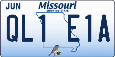 MO license plate QL1E1A