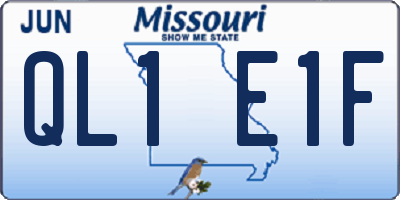 MO license plate QL1E1F