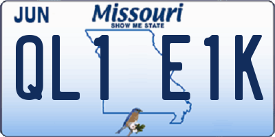 MO license plate QL1E1K