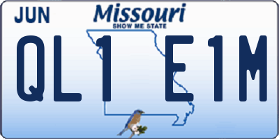 MO license plate QL1E1M