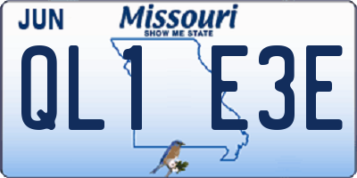 MO license plate QL1E3E