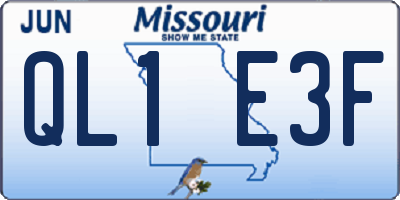 MO license plate QL1E3F