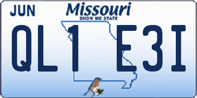 MO license plate QL1E3I