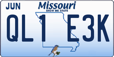 MO license plate QL1E3K