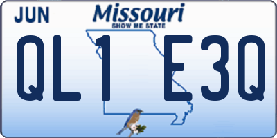 MO license plate QL1E3Q