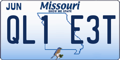 MO license plate QL1E3T