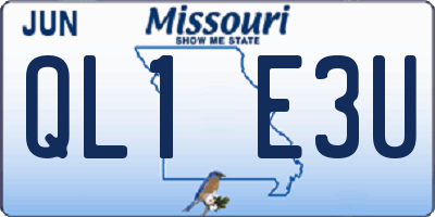 MO license plate QL1E3U
