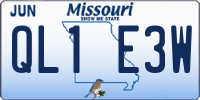 MO license plate QL1E3W