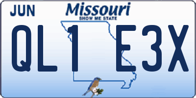 MO license plate QL1E3X