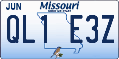 MO license plate QL1E3Z