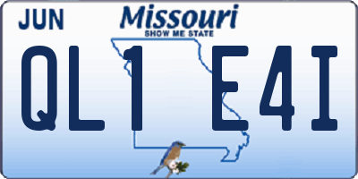 MO license plate QL1E4I