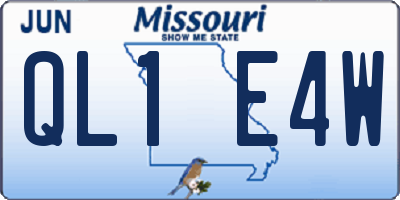 MO license plate QL1E4W