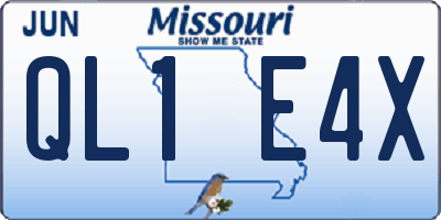 MO license plate QL1E4X