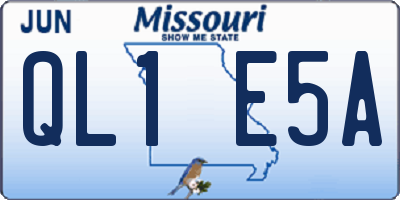 MO license plate QL1E5A