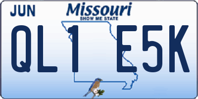 MO license plate QL1E5K