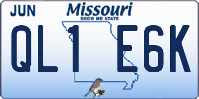 MO license plate QL1E6K