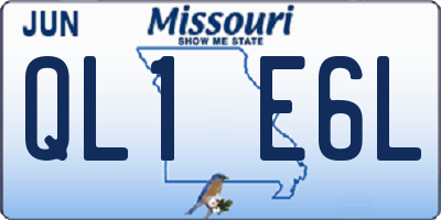 MO license plate QL1E6L