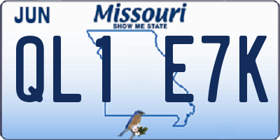 MO license plate QL1E7K