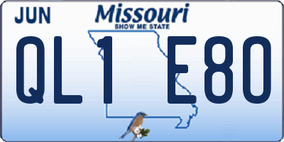 MO license plate QL1E8O