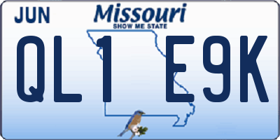 MO license plate QL1E9K