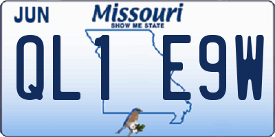 MO license plate QL1E9W