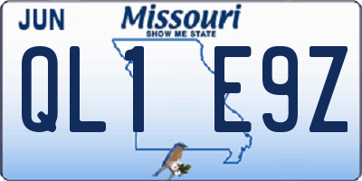 MO license plate QL1E9Z