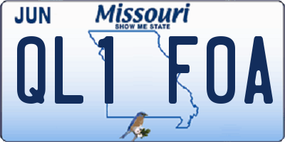 MO license plate QL1F0A