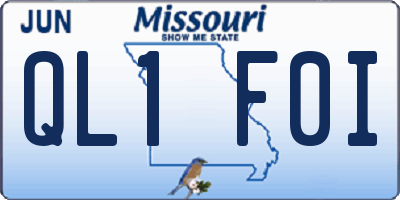 MO license plate QL1F0I