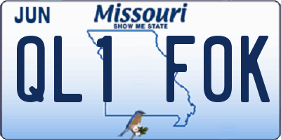 MO license plate QL1F0K