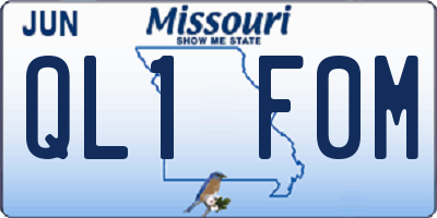 MO license plate QL1F0M