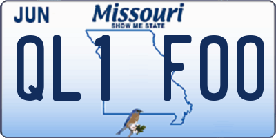 MO license plate QL1F0O