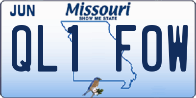 MO license plate QL1F0W